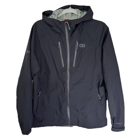 Outdoor Research Jacket Womens Large Black Microgravity Ascentshell Zip Up Rain